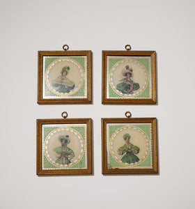 Four Églomisé French 19th Century Fashion Prints in Matching Frames