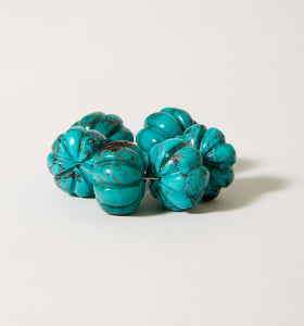 Vintage Carved Turquoise "Melon" Beads