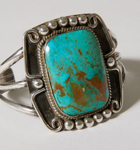 Load image into Gallery viewer, Kingman Mine Turquoise and Navajo Sterling Bracelet
