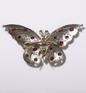 Jeweled Sterling Butterfly Pin