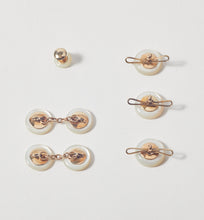 Load image into Gallery viewer, Mother of Pearl &amp; Diamond Cuff Links &amp; Stud Set
