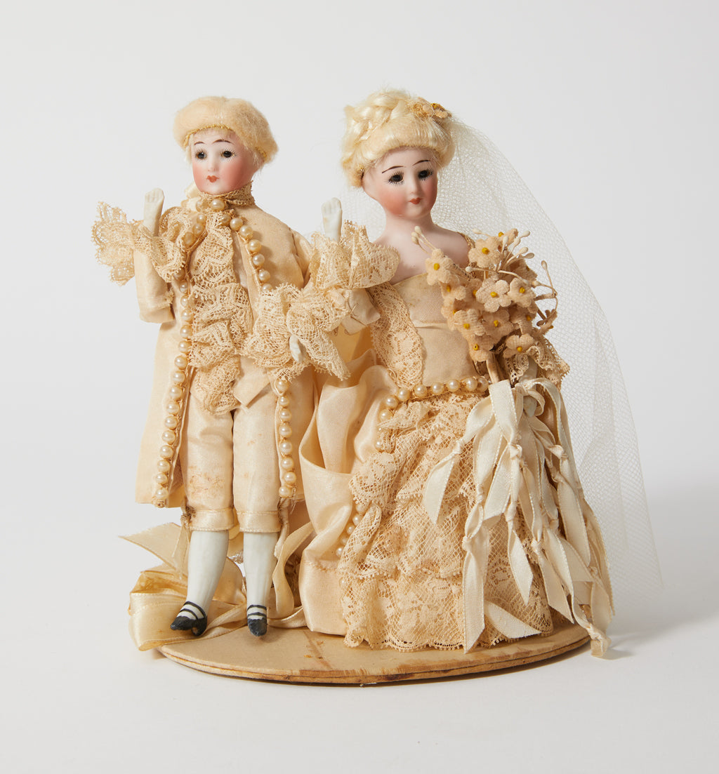 Porcelain Wedding Cake Topper in 18th Century Costume