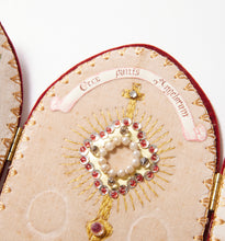 Load image into Gallery viewer, &quot;Nun&#39;s Work&quot; Hand Embroidered and Enhanced Portable Monstrance
