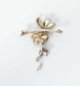 Antique "Japanisme" Floral Branch Travel Jewelry Pin