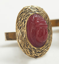 Load image into Gallery viewer, Carnelian Scarab &amp; Gold Washed Sterling Cufflinks
