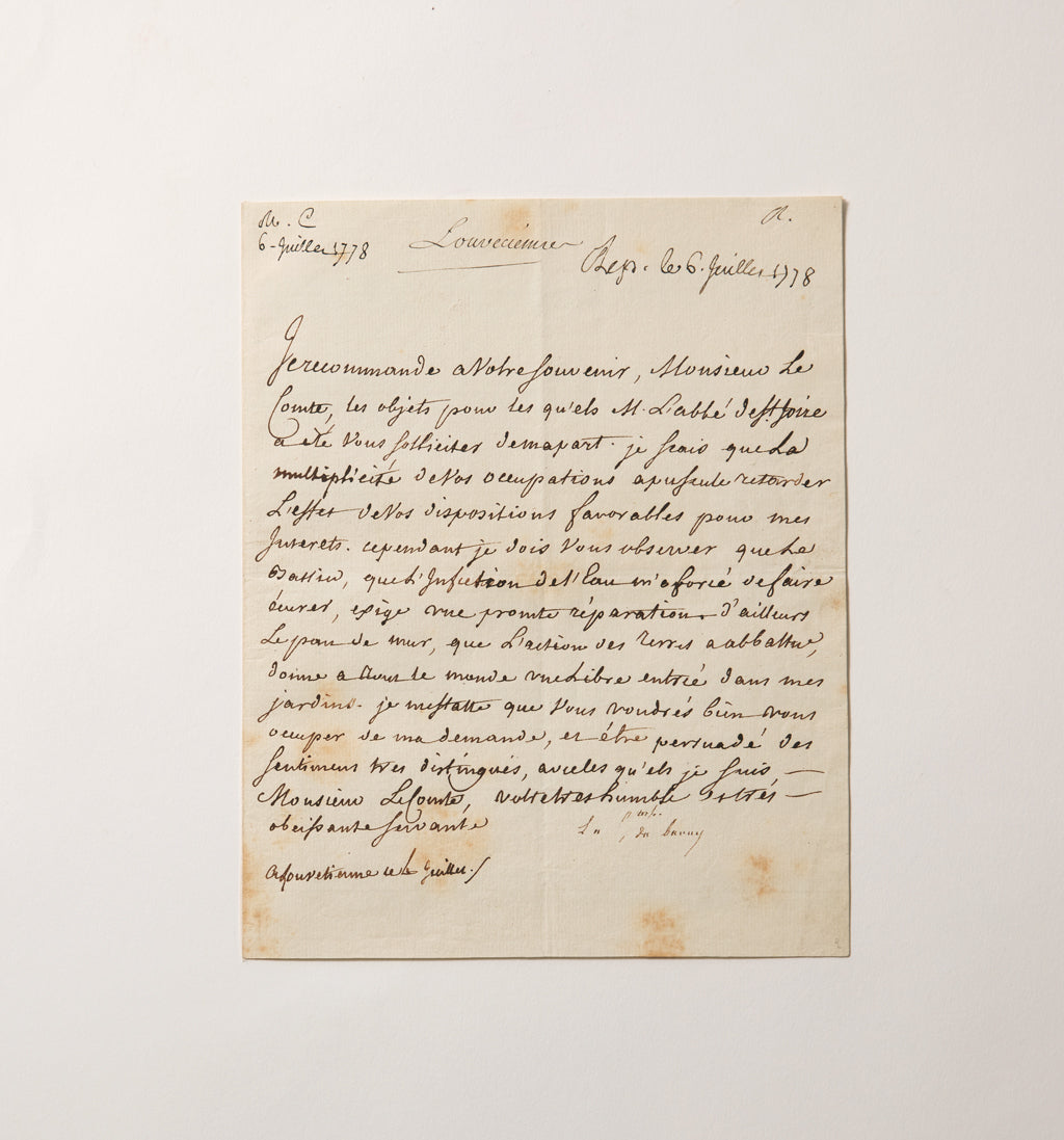 Madame du Barry Hand Signed 1788 Letter
