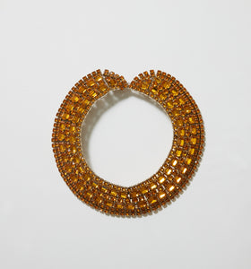 Mid-Century Citrine-colored Crystal Bib Necklace