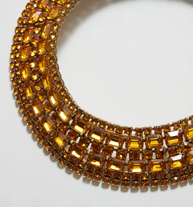 Mid-Century Citrine-colored Crystal Bib Necklace