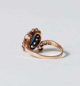 Antique Persian Turquoise, Gold and Diamond Ring