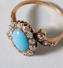 Load image into Gallery viewer, Antique Persian Turquoise, Gold and Diamond Ring
