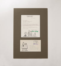 Load image into Gallery viewer, Charles M. Schultz Signed Note with Original &quot;Peanuts&quot; Cartoons
