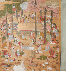 "The Death of Buddha" Japanese Edo Period Scroll