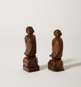 Antique Carved Rosewood Chinese Boys