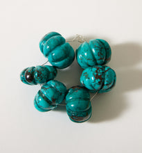 Load image into Gallery viewer, Vintage Carved Turquoise &quot;Melon&quot; Beads
