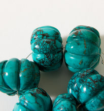 Load image into Gallery viewer, Vintage Carved Turquoise &quot;Melon&quot; Beads
